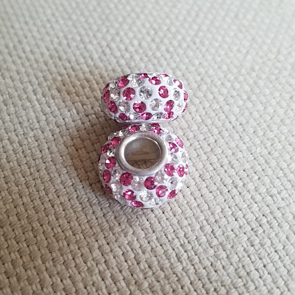 Dark pink crystal spacer charms